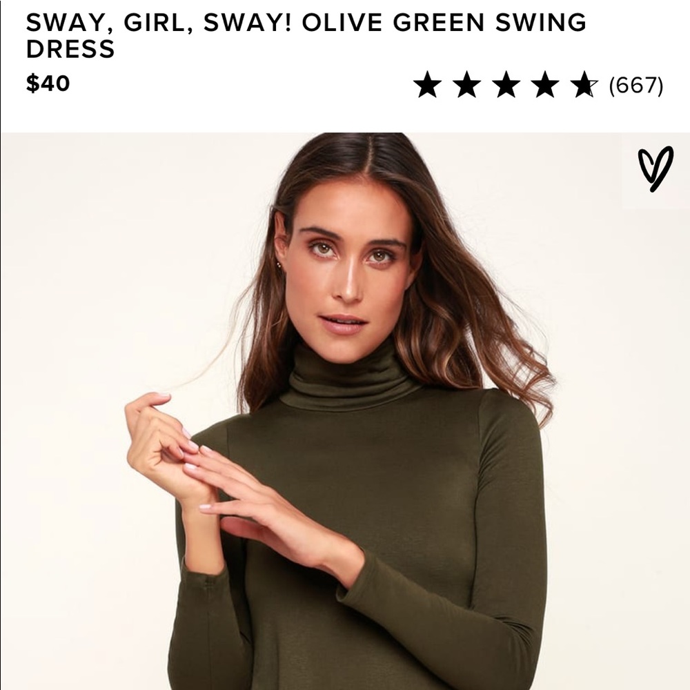 Lulu’s Olive Green Swing Dress (L) Worn Twice!